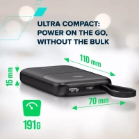 Батарея універсальна Canyon 10000mAh OnPower 101 PD/22.5W built-in cable Blue (CNS-CPB101BL) Diawest