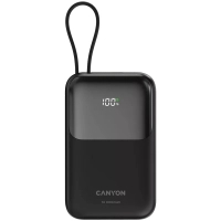 Батарея універсальна Canyon 10000mAh OnPower 101 PD/22.5W built-in cable Black (CNS-CPB101BK) Diawest