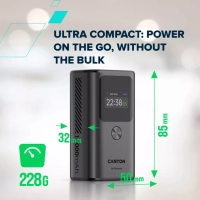 Батарея універсальна Canyon 10000mAh OnPower 130 TFT PD/30W Dark Grey (CNS-CPB130DG) Diawest