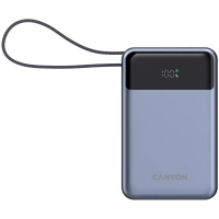 Батарея універсальна Canyon 20000mAh OnPower 600 PD/65W built-in cable Dark Grey (CNS-CPB600DG) Diawest