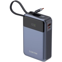 Батарея універсальна Canyon 20000mAh OnPower 600 PD/65W built-in cable Dark Grey (CNS-CPB600DG) Diawest