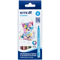 Фломастери Kite Creative з блискітками пастель 6 кольорів (K-1148) Diawest