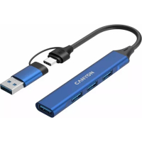 Концентратор Canyon hub DS-02 4in1 USB-A/C Blue (CNS-TDS02BL) Diawest