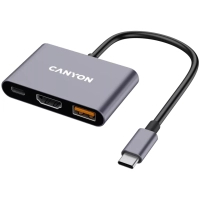 Концентратор Canyon hub DS-4 3in1 USB-C Grey (CNS-TDS4) Diawest