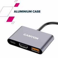 Концентратор Canyon hub DS-4 3in1 USB-C Grey (CNS-TDS4) Diawest