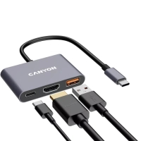Концентратор Canyon hub DS-4 3in1 USB-C Grey (CNS-TDS4) Diawest