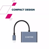 Концентратор Canyon hub DS-4 3in1 USB-C Grey (CNS-TDS4) Diawest