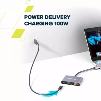 Концентратор Canyon hub DS-4 3in1 USB-C Grey (CNS-TDS4) Diawest