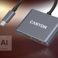 Концентратор Canyon hub DS-3 3in1 USB-C Dark Grey (CNS-TDS3) Diawest