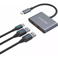 Концентратор Canyon hub DS-3 3in1 USB-C Dark Grey (CNS-TDS3) Diawest