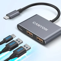 Концентратор Canyon hub DS-3 3in1 USB-C Dark Grey (CNS-TDS3) Diawest