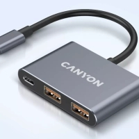 Концентратор Canyon hub DS-3 3in1 USB-C Dark Grey (CNS-TDS3) Diawest