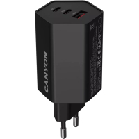 Зарядний пристрій Canyon HEXAGON 65 GaN 65W 2xPD 1xQC EU Black (CND-CHAHEX65B) Diawest