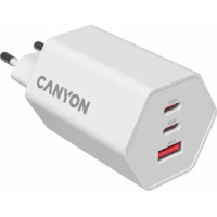 Зарядний пристрій Canyon HEXAGON 65 GaN 65W 2xPD 1xQC EU White (CND-CHAHEX65W) Diawest