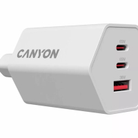 Зарядний пристрій Canyon HEXAGON 65 GaN 65W 2xPD 1xQC EU White (CND-CHAHEX65W) Diawest