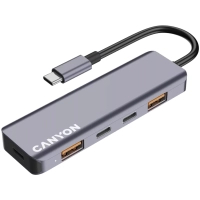 Концентратор Canyon hub DS-18 5in1 USB-C Grey (CNS-TDS18) Diawest