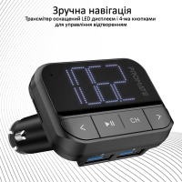 FM модулятор Promate ezfm-2 black AUX/SD/USB Black (ezfm-2.black) Diawest