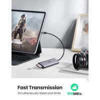 Концентратор Ugreen USB3.1 Type-C to HDMI 4K60Hz/USB 3.0х2/SD/TF/PD 100W 5-in-1 CM511 (60383) Diawest