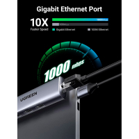 Концентратор Ugreen USB 3.0 to 3xUSB 3.0/RJ45/Micro USB CM266 Gray (60812) Diawest