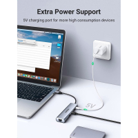 Концентратор Ugreen USB 3.0 to 3xUSB 3.0/RJ45/Micro USB CM266 Gray (60812) Diawest