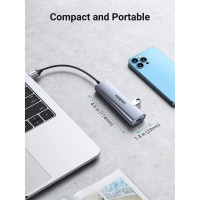 Концентратор Ugreen USB 3.0 to 3xUSB 3.0/RJ45/Micro USB CM266 Gray (60812) Diawest