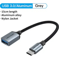 Перехідник USB 3.0 Type-C to USB AF (OTG) 0.15m Aluminum Alloy Vention (CCXHB) Diawest
