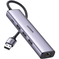 Концентратор Ugreen USB 3.0 to 3хUSB 3.0/Type-C+RJ45(1000M) Ethernet 5in1 CM475 (60554) Diawest