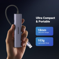 Концентратор Ugreen USB 3.0 to 3хUSB 3.0/Type-C+RJ45(1000M) Ethernet 5in1 CM475 (60554) Diawest
