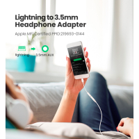 Перехідник Lightning to 3.5 mm 0.1m Headphone Jack Adapter Model US212 white Ugreen (30759) Diawest
