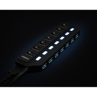 Концентратор Vinga USB3.0 to 7*USB3.0 1m cable with Switch and Power Adapter (VHA3A7B) Diawest