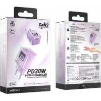 Зарядний пристрій Acefast 1xUSB-C 30W Gan A53 Fast Charger alfalfa purple (6974316282365) Diawest