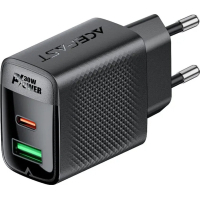 Зарядний пристрій Acefast 2xUSB 30W (USB-C+USB-A) Gan A98 Black (6974316283263) Diawest