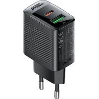 Зарядний пристрій Acefast 2xUSB 30W (USB-C+USB-A) Gan A98 Black (6974316283263) Diawest