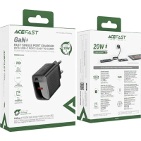 Зарядний пристрій Acefast USB-C 20W + Type-C cable A82 Fast Charger Black (6974316280057) Diawest