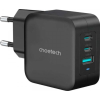 Зарядний пристрій Choetech 3xUSB 100W GaN (2хUSB-C+1хUSB-A) Wall Charger black (PD8005-V2-EU-BK) Diawest