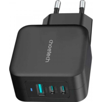 Зарядний пристрій Choetech 3xUSB 100W GaN (2хUSB-C+1хUSB-A) Wall Charger black (PD8005-V2-EU-BK) Diawest