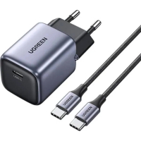 Зарядний пристрій Ugreen 1xUSB 30W (USB-C) Gan PD Nexode Mini + PD cable Grey CD319 (25257) Diawest
