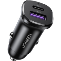 Зарядний пристрій Ugreen 2xUSB 30W (USB-A + USB-C) QC 4.0 Сіра (EC305) (25845) Diawest