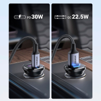 Зарядний пристрій Ugreen 2xUSB 30W (USB-A + USB-C) QC 4.0 Сіра (EC305) (25845) Diawest