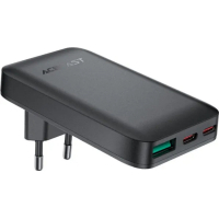 Зарядний пристрій Acefast 3xUSB 65W (2xUSB-C+USB-A) Gan A100 Fast Charger Ultra thin black (6974316283492) Diawest