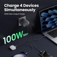 Зарядний пристрій Ugreen 4xUSB 100W (3xUSB-C+USB-A) Gan Nexode Fast Charger Grey X553 (35043) Diawest