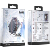 Зарядний пристрій Acefast 3xUSB 65W (2xUSB-C+USB-A) Gan A45 Fast Charger Mountain mist (6974316282099) Diawest
