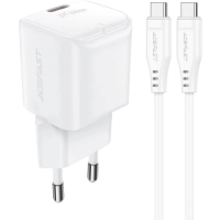 Зарядний пристрій Acefast USB-C 20W Gan A73 mini + USB-C cable Fast Charger White (6974316282655) Diawest