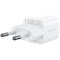 Зарядний пристрій Acefast USB-C 20W Gan A73 mini + USB-C cable Fast Charger White (6974316282655) Diawest