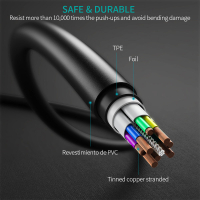 Дата кабель Кабель USB 2.0 Type-C M-M, 0.5 м,чорний Choetech Choetech (CC0001-V4-PE) Diawest