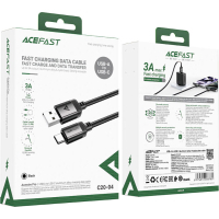 Дата кабель USB 2.0 AM to Type-C 1.2m 3.0A (18W) C20-04 aluminum alloy Black Acefast (6974316283782) Diawest