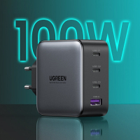 Зарядний пристрій Ugreen 4xUSB 100W (3xUSB-C+USB-A) Gan Tech Fast GAN Charger black CD226 (40747) Diawest