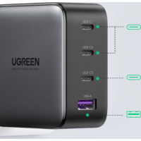Зарядний пристрій Ugreen 4xUSB 100W (3xUSB-C+USB-A) Gan Tech Fast GAN Charger black CD226 (40747) Diawest