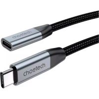Дата кабель USB-C 3.1 AM/AF 2.0m 10Gbps 100W nylon braid Choetech (XCC-1039-CA-GY) Diawest