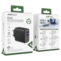 Зарядний пристрій Acefast 4xUSB 45W (2xUSB-C+2xUSB-A) Gan A61 Fast Charger Black (6974316282754) Diawest